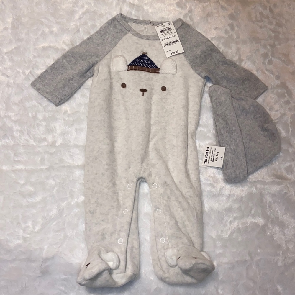 Gender Neutral Footie Winter Outfit Size 0-3 Months